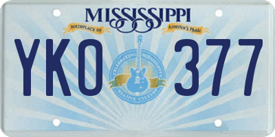 MS license plate YKO377