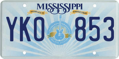 MS license plate YKO853