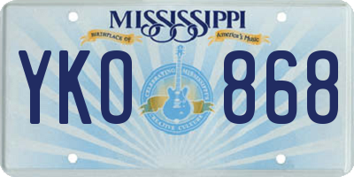 MS license plate YKO868