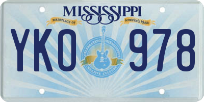 MS license plate YKO978