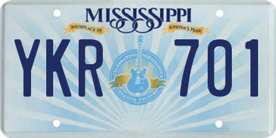 MS license plate YKR701