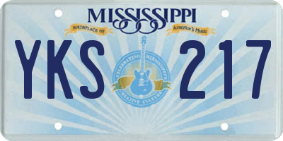 MS license plate YKS217