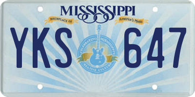 MS license plate YKS647
