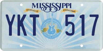 MS license plate YKT517