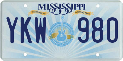 MS license plate YKW980