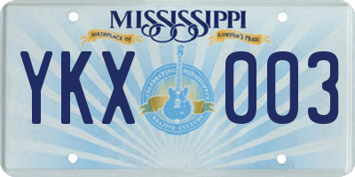 MS license plate YKX003
