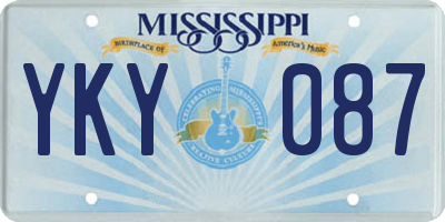 MS license plate YKY087