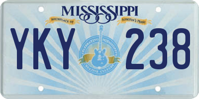 MS license plate YKY238