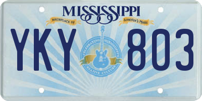 MS license plate YKY803