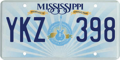 MS license plate YKZ398