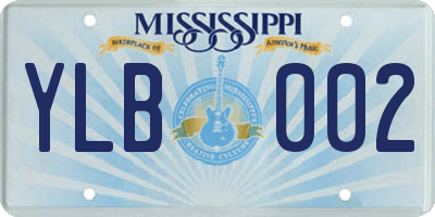 MS license plate YLB002
