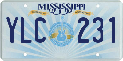 MS license plate YLC231