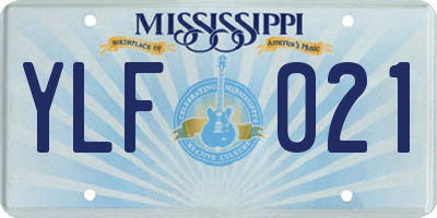 MS license plate YLF021