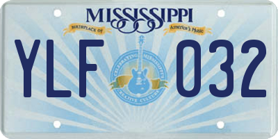 MS license plate YLF032