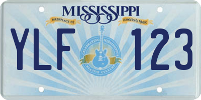 MS license plate YLF123