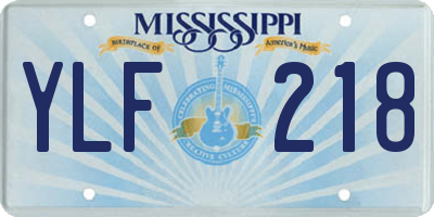 MS license plate YLF218