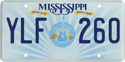 MS license plate YLF260
