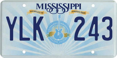 MS license plate YLK243