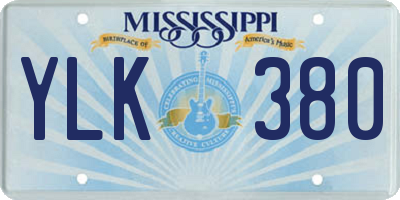 MS license plate YLK380