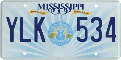 MS license plate YLK534