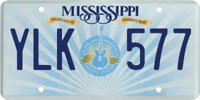 MS license plate YLK577