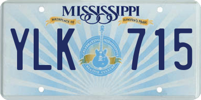 MS license plate YLK715