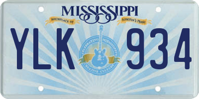 MS license plate YLK934