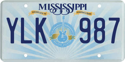 MS license plate YLK987