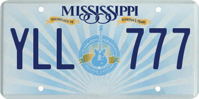 MS license plate YLL777