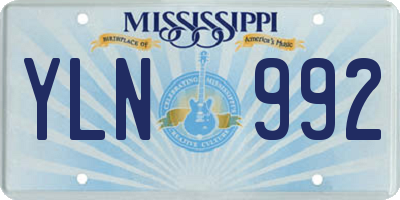 MS license plate YLN992
