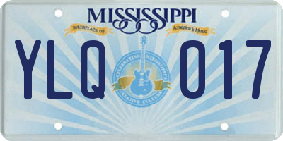 MS license plate YLQ017