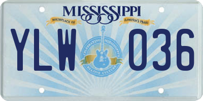 MS license plate YLW036