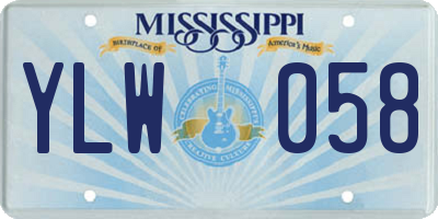 MS license plate YLW058