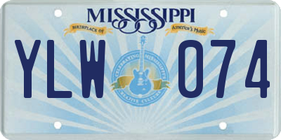 MS license plate YLW074