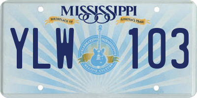 MS license plate YLW103