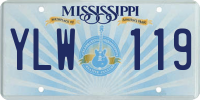 MS license plate YLW119