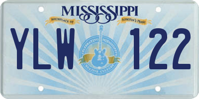 MS license plate YLW122
