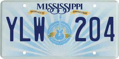 MS license plate YLW204