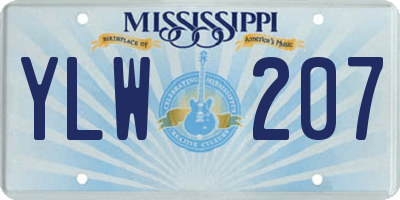MS license plate YLW207