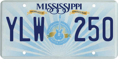 MS license plate YLW250