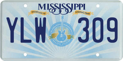 MS license plate YLW309