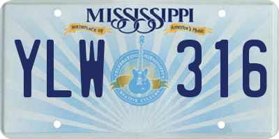 MS license plate YLW316
