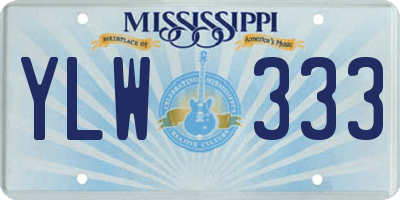 MS license plate YLW333