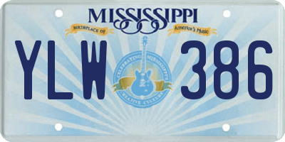 MS license plate YLW386