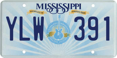 MS license plate YLW391