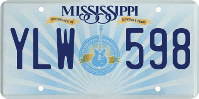 MS license plate YLW598