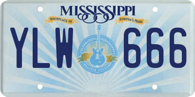 MS license plate YLW666