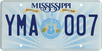 MS license plate YMA007