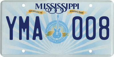 MS license plate YMA008