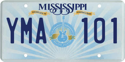 MS license plate YMA101